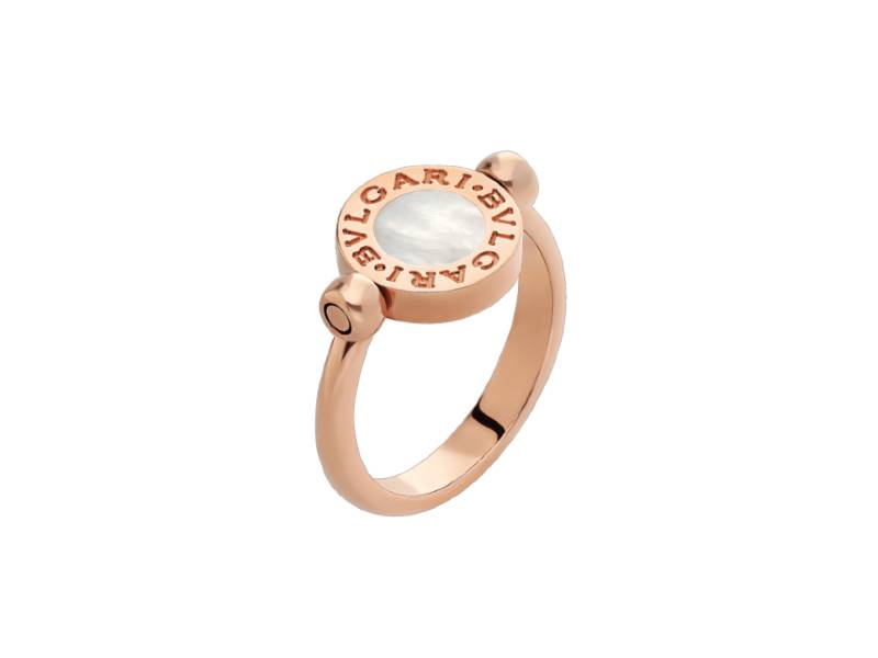 18KT ROSE GOLD FLIP RING WITH MOTHER OF PEARL AND DIAMONDS BULGARI BULGARI BULGARI AN857171